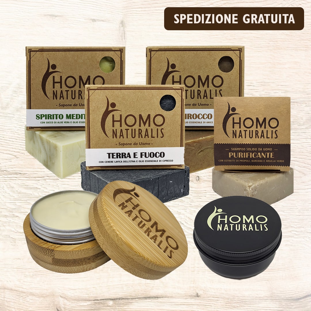 Routine Base Homo Naturalis Saponi Shampoo Deodorante Crema Viso
