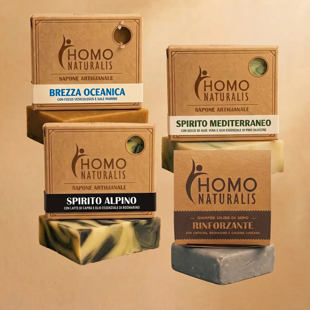 kit doccia homo naturalis 3 saponi e shampoo rinforzante
