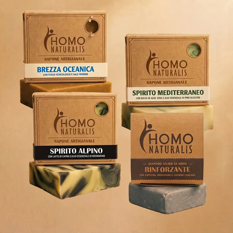 kit doccia homo naturalis 3 saponi e shampoo rinforzante
