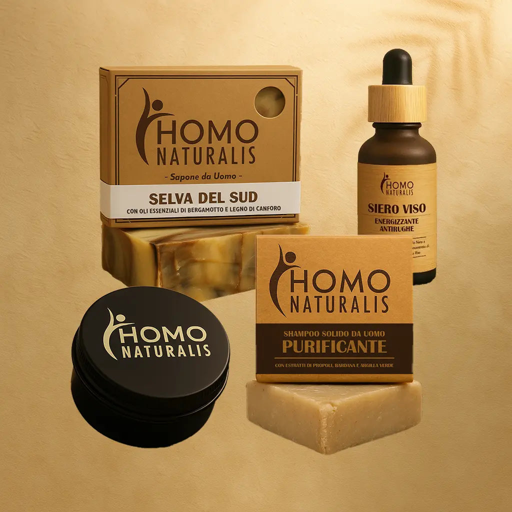 kit naturalis starter sapone shampoo deodorante siero uomo naturale A