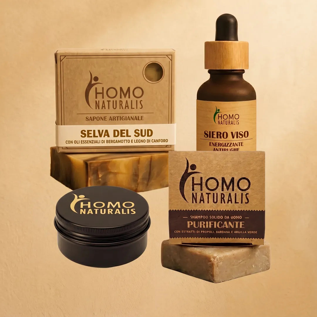 kit naturalis starter sapone shampoo deodorante siero uomo naturale A