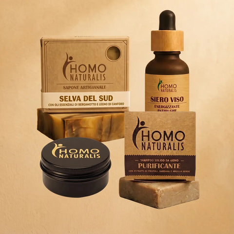 kit naturalis starter sapone shampoo deodorante siero uomo naturale A