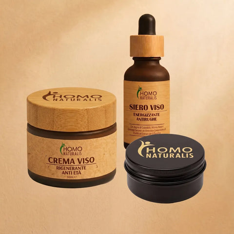 kit cura pelle homo naturalis deodorante crema viso e siero viso
